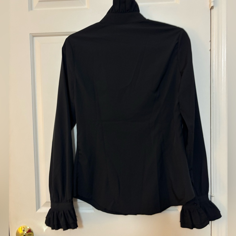 NWT Black Victorian Ruffle Button Down - Picture 6 of 7